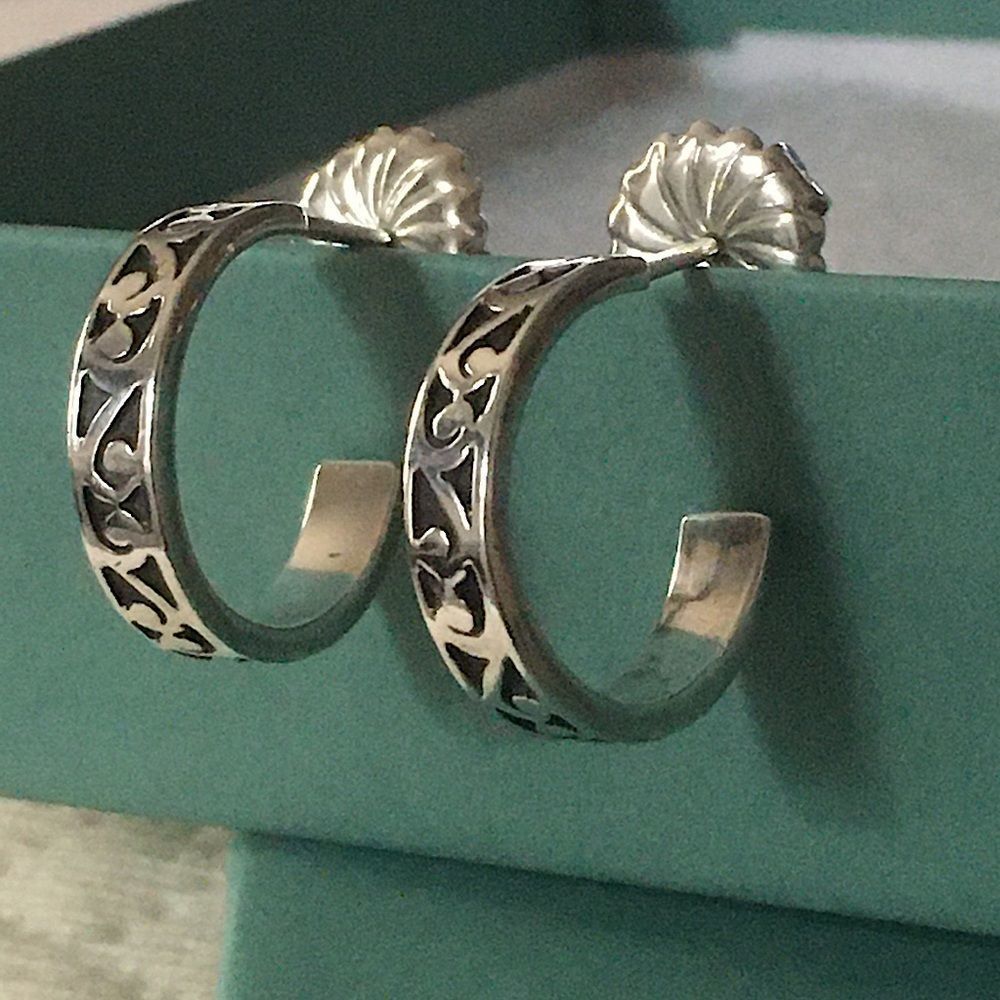 Lois Hill Sterling Silver Cut Out Hoop Earrings